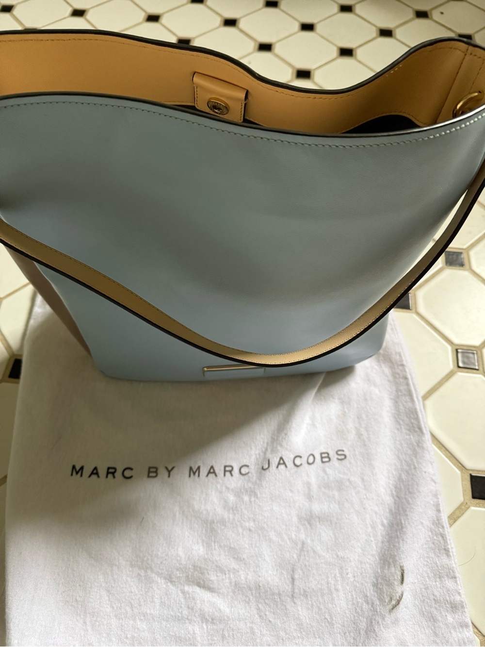 Marc by Marc Jacobs Powder Blue Tote with Tan Trim